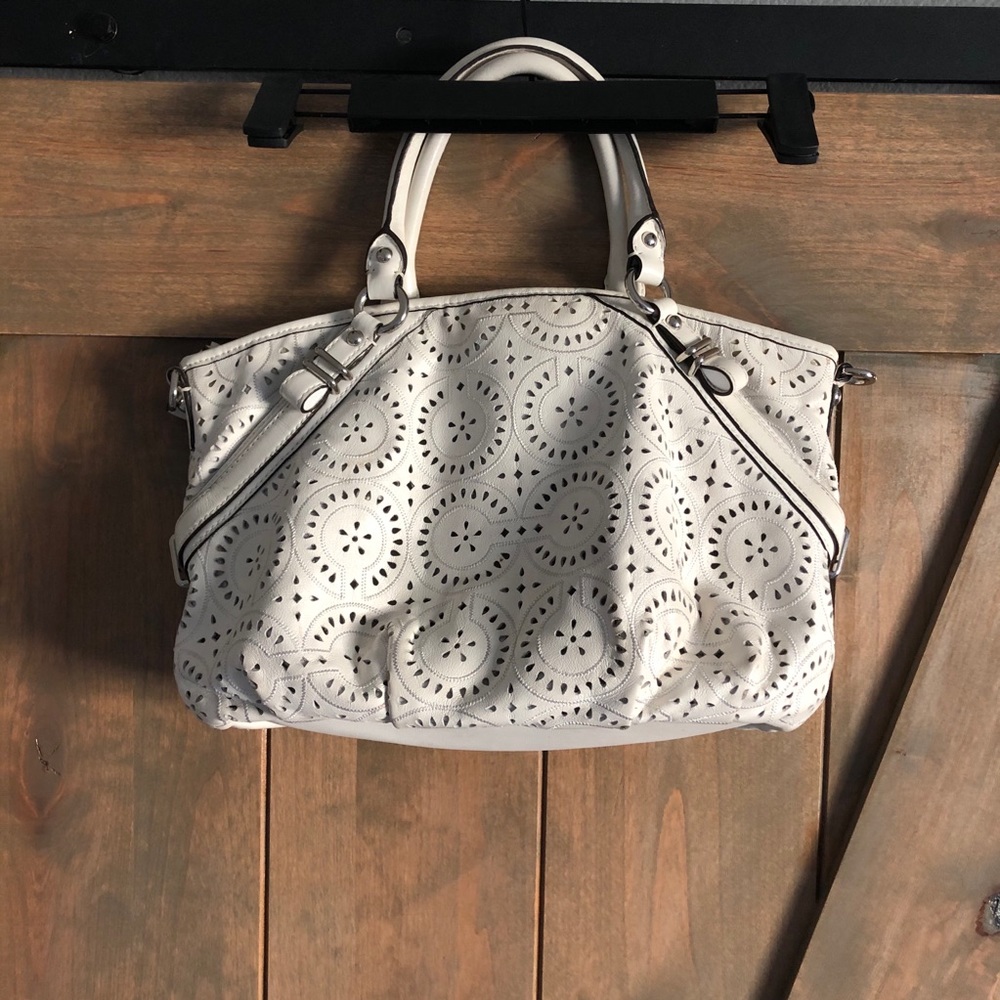 White leather Coach handbag